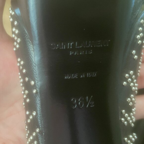 Saint Laurent Black Leather Studded Platform Stilettos FR/EU Size 36.5 or US 6.5 - Picture 8 of 9